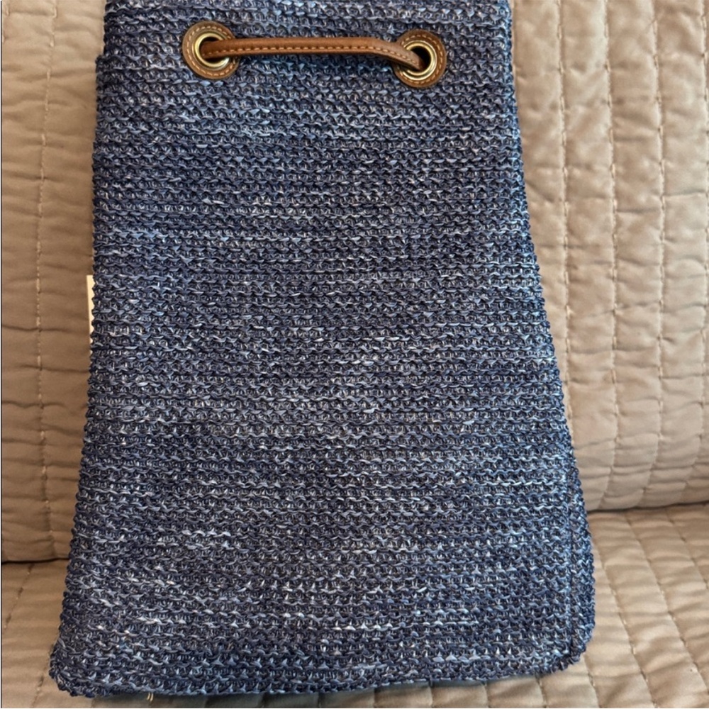 NWT Blue Woven Women's sling Bag. worn three ways - backpack, sling, handbag